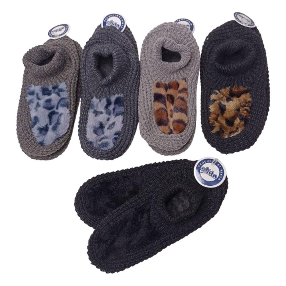 پاپوش زنانه بافتنی پولیشی طرح پلنگی کد 1297