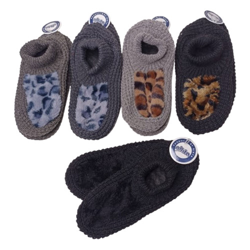 پاپوش زنانه بافتنی پولیشی طرح پلنگی کد 1297