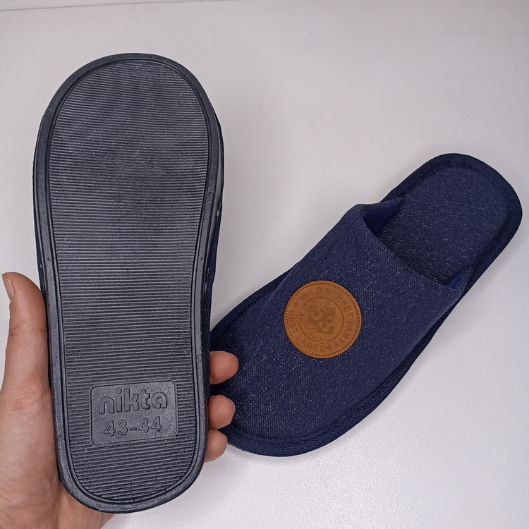 دمپایی حوله ای جلوبسته نیکتا مدل 10000-23 طرح جین کد 1685